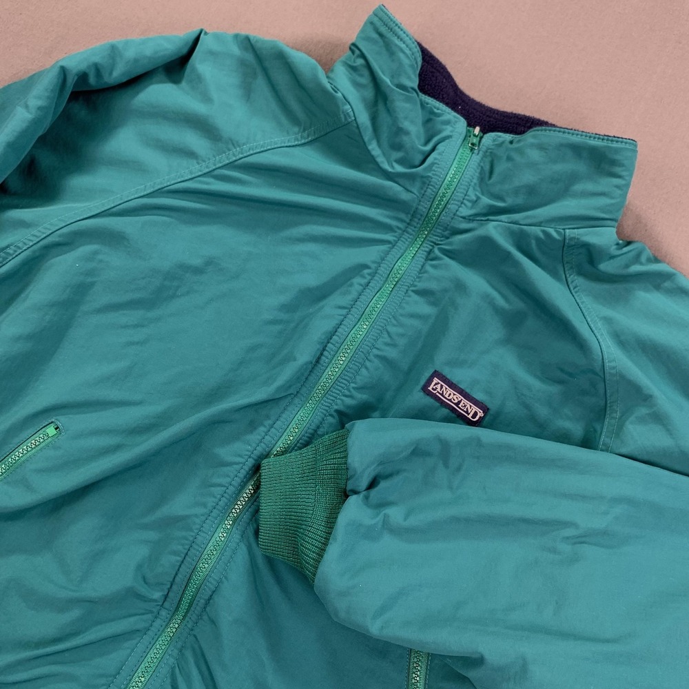 VTG Lands' End Jacket Men LG Squall Thinsulate Lined USA 90s Bomber Teal Green